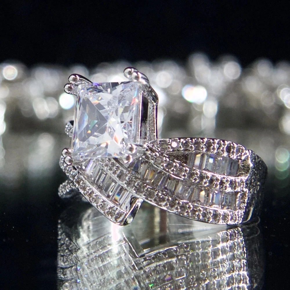 Jenna Jameson Silver Princess Cut Ring - Picture 5 of 7